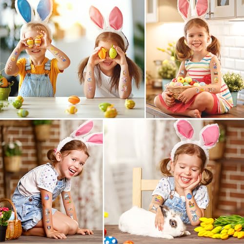 HIFANMM Easter Temporary Tattoos 10 Sheets Bunny Rabbit Stickers