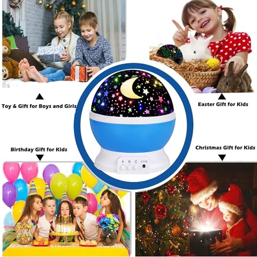 JKGIFTS Star Projector Night Light for Kids - Blue Galaxy Bedroom Lamp