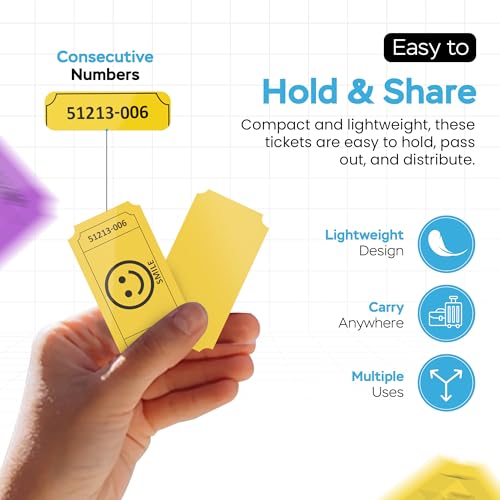 Smile Raffle Tickets - Multicolor Pack of 1000 - Blue, Yellow, Purple, Green