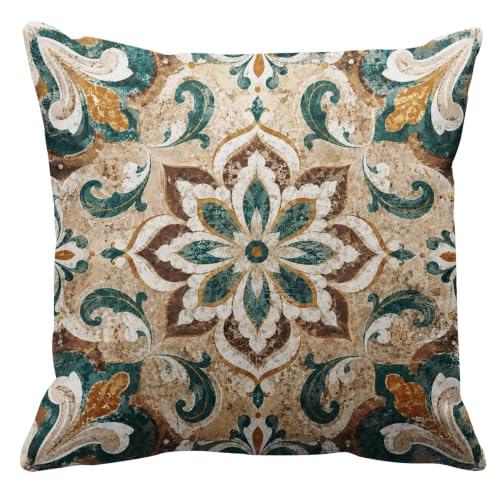 Emvency 20x20 Inch Moroccan Vintage Tile Throw Pillow Cover