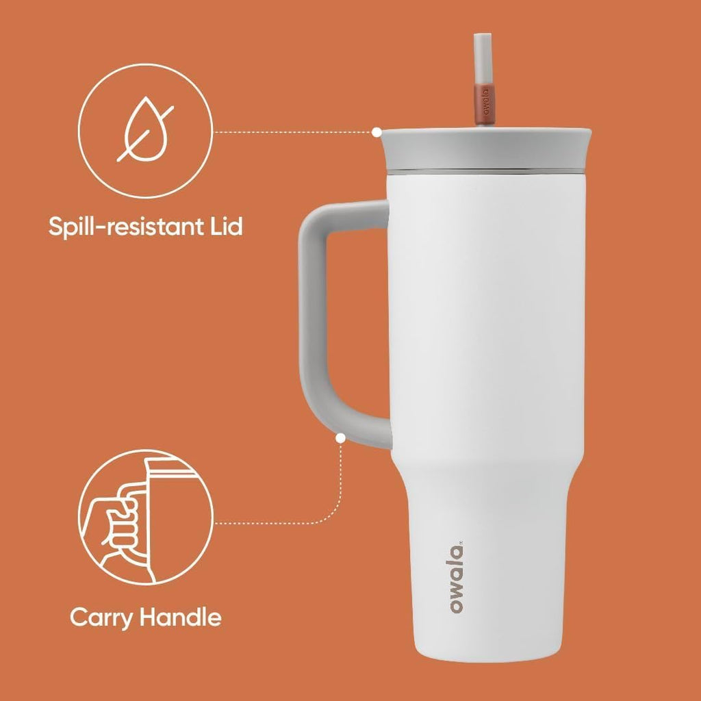 Owala 40 oz Stainless Steel Insulated Travel Tumbler - Spill Resistant Lid & Straw, Gray