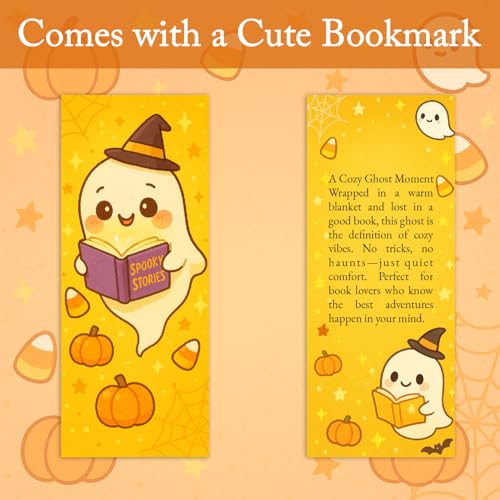 Ghost Reading Ornament - Stained Glass Style Book Decor