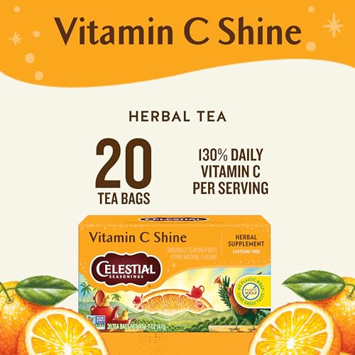 Celestial Seasonings Vitamin C Shine Herbal Tea, 20 Count (Pack of 6)