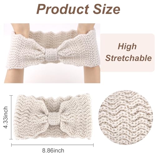 CURASA Knitted Winter Headband Ear Warmer for Women Soft Fleece Hair Band