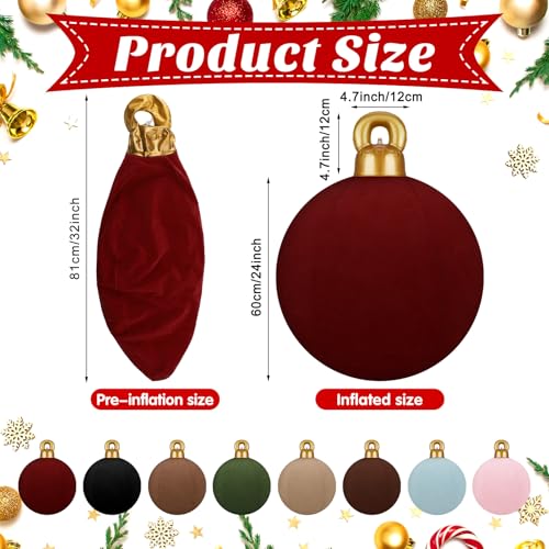 Giant Velvet Christmas Inflatable Balls Set - 8 Large 32 Inch Holiday Yard Decor - Stylish Colors