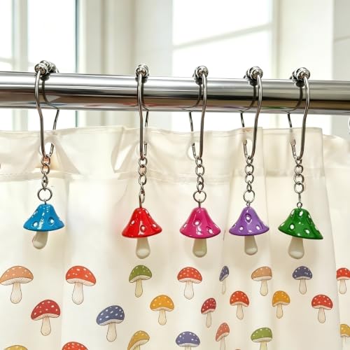 Stainless Steel Mushroom Shower Curtain Hooks - 12-Pack