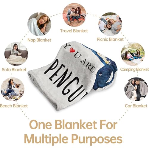 Penguin Couple Love Blanket - 50"x60" Romantic Anniversary Gift for Couples