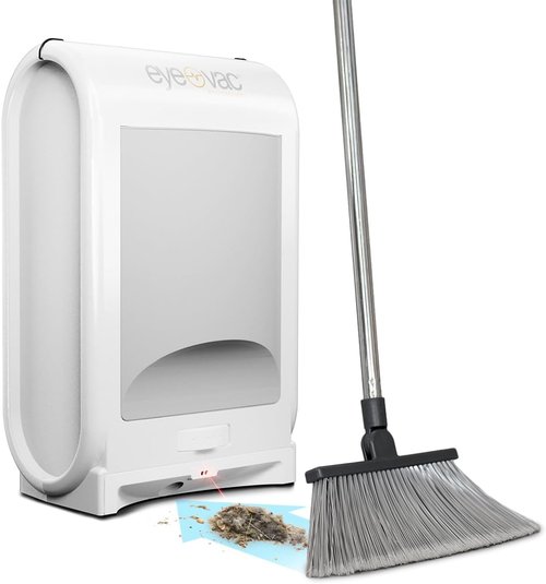 EyeVac Pro Touchless Vacuum - Ultra-Fast Automatic Dustpan for Pet Hair & Dirt | Corded, Bagless, 1400 Watt (White)