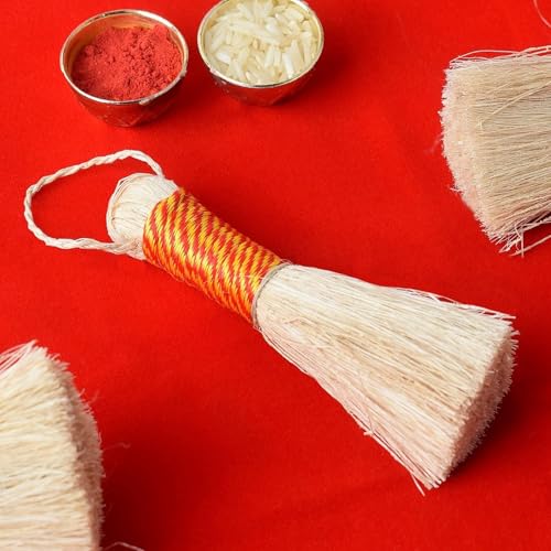 Small Handmade Banana Broom for Hindu Puja Rituals - Eco-Friendly