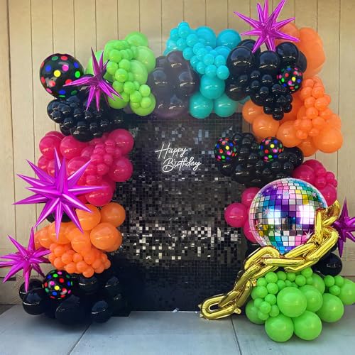 Colorful 80s Retro Balloon Kit for Birthday Dance Parties