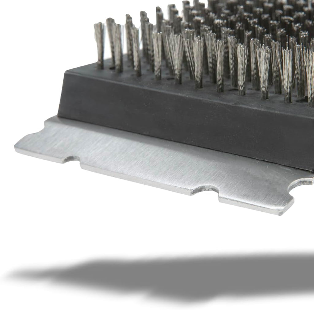 BBQ-Aid Grill Brush - Heavy-Duty Barbecue Scraper with Extended Wooden Handle & Replaceable Stainless Steel Bristles