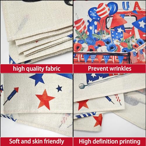 Patriotic 4th of July Table Runner 13x72 Inches - Linen Decor