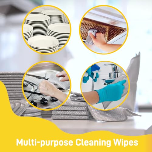 6 Pack Non-Scratch Wire Dish Cloths - Triple-Layer Kitchen Scrubbers