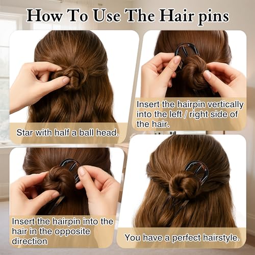 Gmlawsc 6-Piece U-Shaped French Hair Clips Tortoise Shell Hair Pins