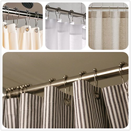 LIHAO Brushed Nickel 12-Piece Rustproof Stainless Steel Shower Curtain Rings Hooks