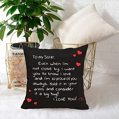 Sister Pillow Cover - Double-Sided Love Message, 18x18