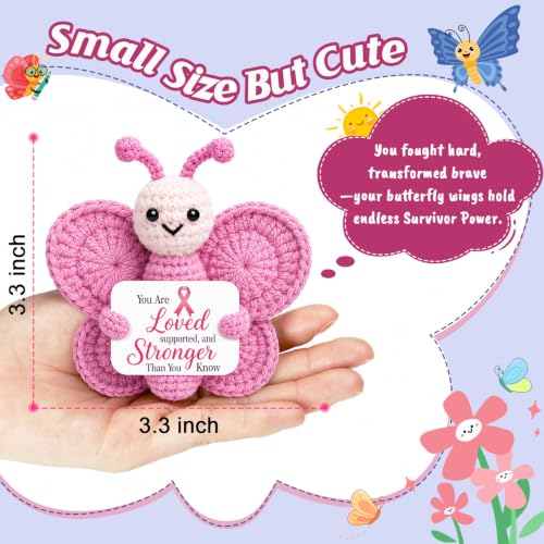Breast Cancer Awareness Gift for Women - Pink Butterfly Plush & Ribbon Accessory