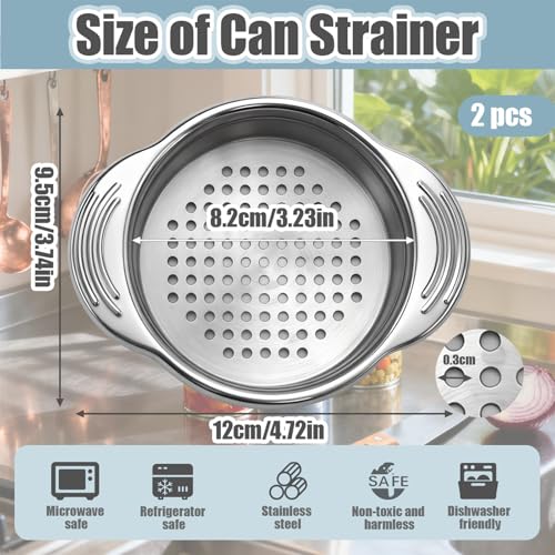2-Piece Stainless Steel Tuna Can Strainer - Universal Food Drainer Press