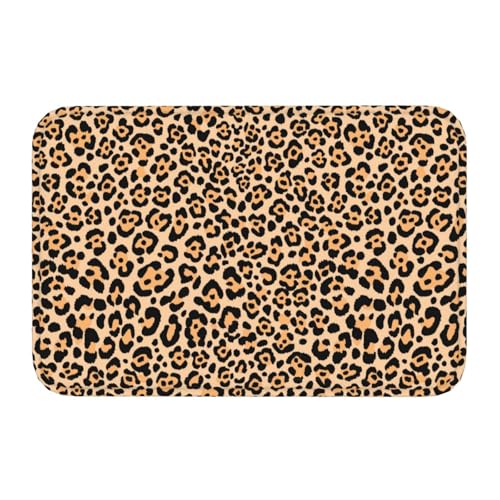 Leopard Print Bath Mat 24x16 Inch Non-Slip Microfiber Rug