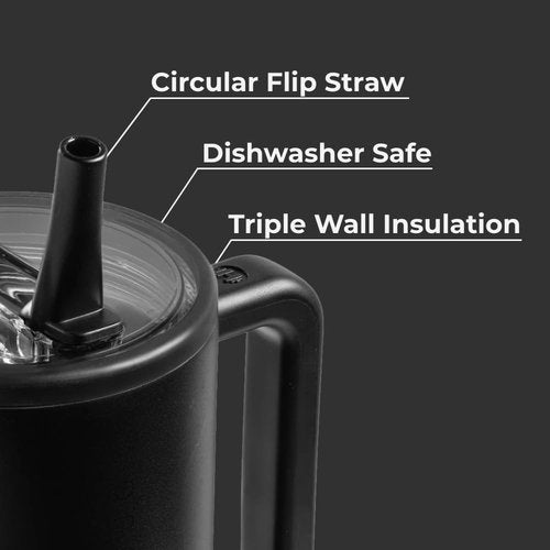 HydroJug Traveler 40 oz Water Bottle - Leak Resistant, Fits Cup Holder, Insulated Stainless Steel - Black