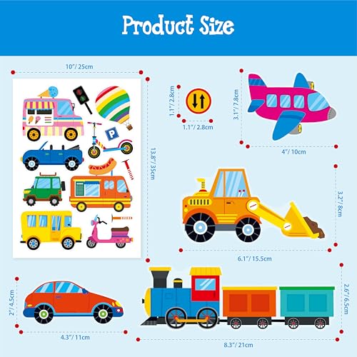 105 Vehicle Wall Stickers - Colorful Vinyl Decals for Kids' Rooms