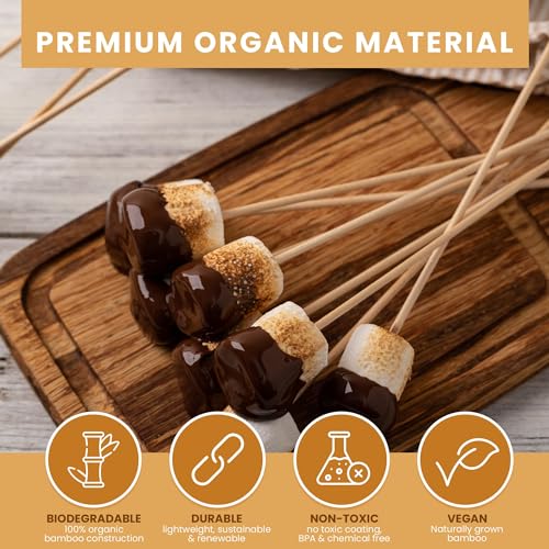 6-Inch Bamboo Skewer Sticks - 100 Count for BBQ & Crafting