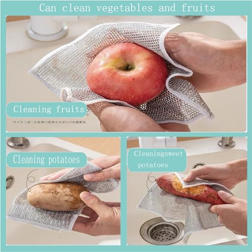 Scratch-Free Metal Wire Dishwashing Cloths - 10 Pack
