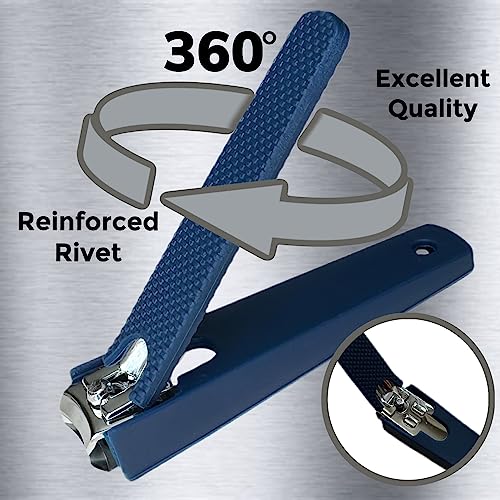 ALAZCO Large Nail Clipper with Non-Slip Grip & Removable Catcher