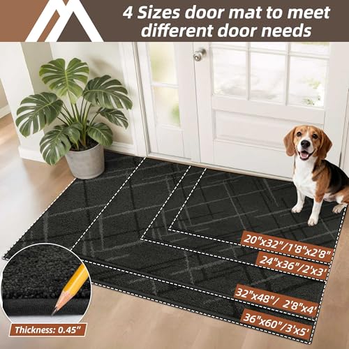 COSY HOMEER Dark Gray Low Profile Non-Slip Doormat 3' x 2'