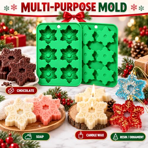 2pcs Christmas Snowflake Silicone Molds 6 Cavities Hanging - Variation of THIS listing