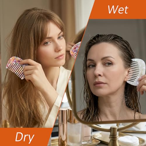 2 Pcs Wide Tooth Hair Comb Anti-Static Pocket Size Acetate Mini Detangling