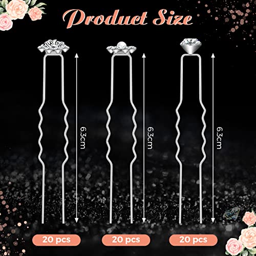 60-Piece Pearl and Rhinestone U-Shape Hair Pins for Bridal Wedding Updos