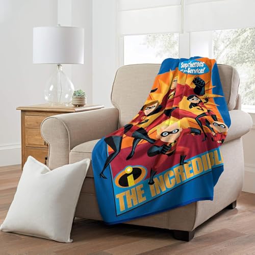 Northwest Incredibles Micro Raschel Throw Blanket, 46" x 60", Family Heroes