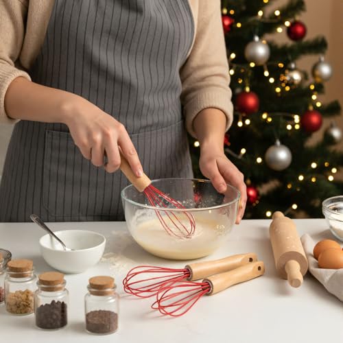 20-Piece Christmas Whisk Gift Set with Hang Tags & Bags - Red