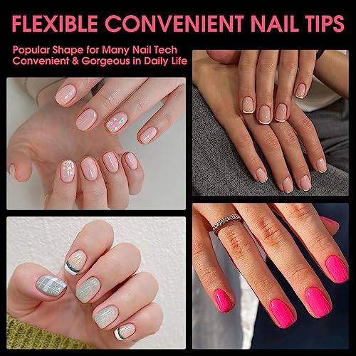 BORNBYME Short Square Soft Gel Nail Tips 120PCS Pre-Buffed Full Cover