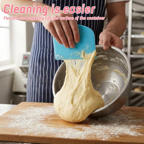 5-Pack Plastic Bench Scraper Set for Baking & Dough Handling