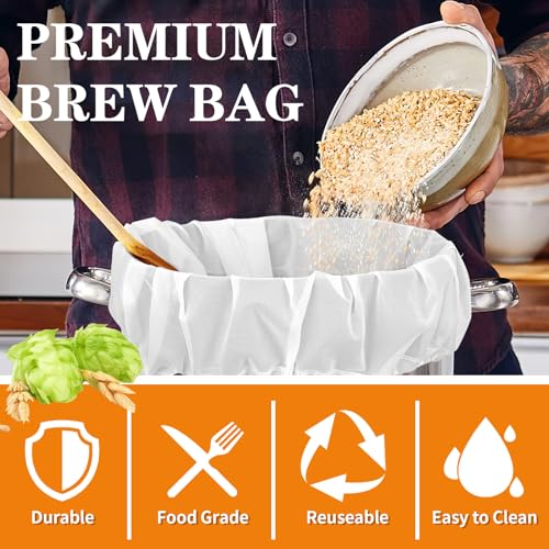 Reusable 26x22 Inch Beer Brew Bags 250 Micron Mesh with Drawstring - 2 Pack