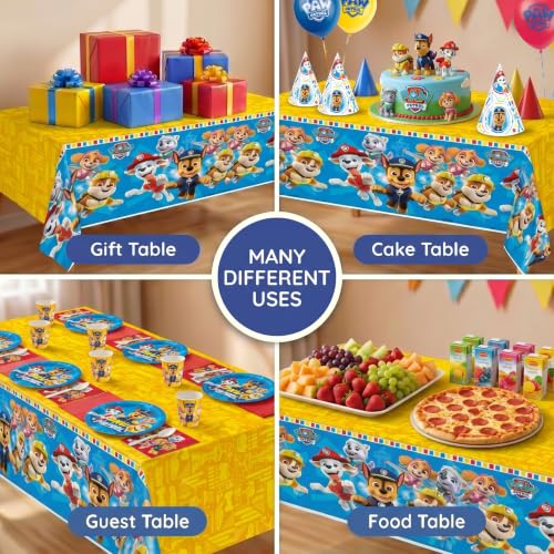 Paw Patrol Birthday Tablecloths - 2-Pack Plastic Table Covers, 54 x 84 Inch