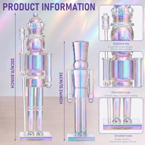 Iridescent Acrylic Christmas Nutcracker Decor Figures - 2 Pack