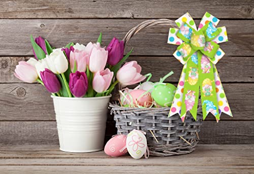 ABTOLS Large Spring Wreath Bows Easter Bunny Door Decor