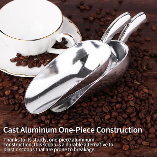 12 Oz Cast Aluminum Ice Scoop - 2-Piece Set for Weddings & Buffets