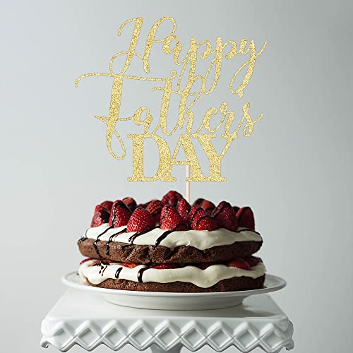 Happy Father's Day Gold Glitter Cake Topper for Dad Birthday Party