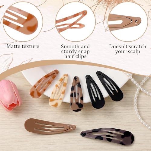 Bremorou 20 Pcs Metal Snap Hair Clips No-Slip Waterdrop Barrettes