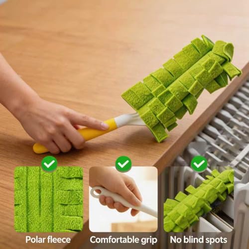 Reusable Fleece Duster Refills with Handle - 5 Pack Washable Dusting Pads