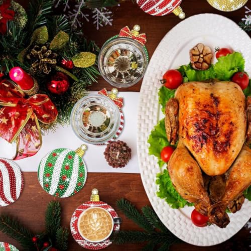 Multicolor Christmas Diamond Art Coasters Kit with Stand - 10 Pcs DIY Holiday Decor
