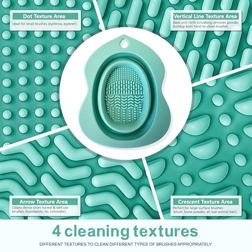 Pubcontti Foldable Silicone Makeup Brush Cleaner Bowl and Mat (Green)