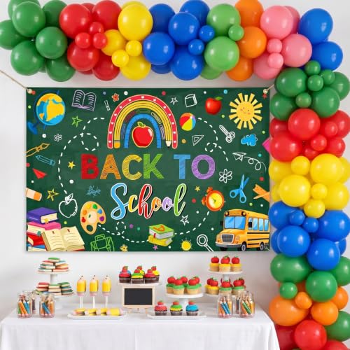 Back to School Photo Backdrop Banner - 6x3.6ft Decorations