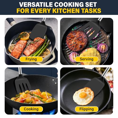 Hoosook 2-Pack Silicone Spatula Set, Non-Stick Heat-Resistant Kitchen Tools