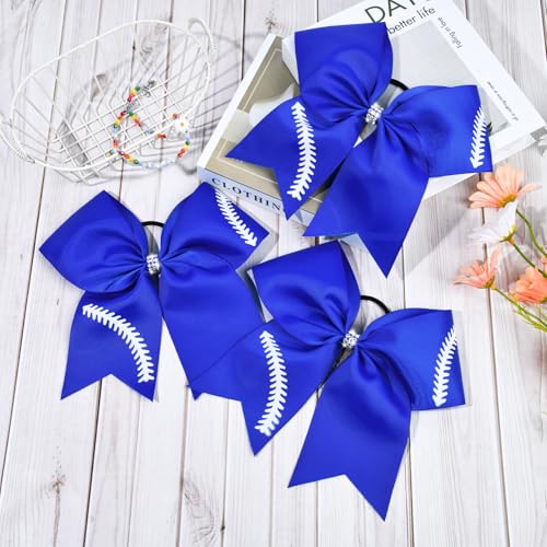 Aileam 8-Inch Softball Cheer Bows 8-Pack Hair Bow Ponytail Holders