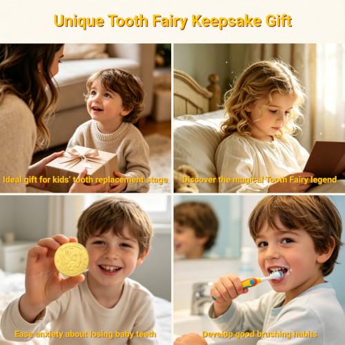 Meliatomia Tooth Fairy Gift Kit with Golden Coin, Pouch, and Letter